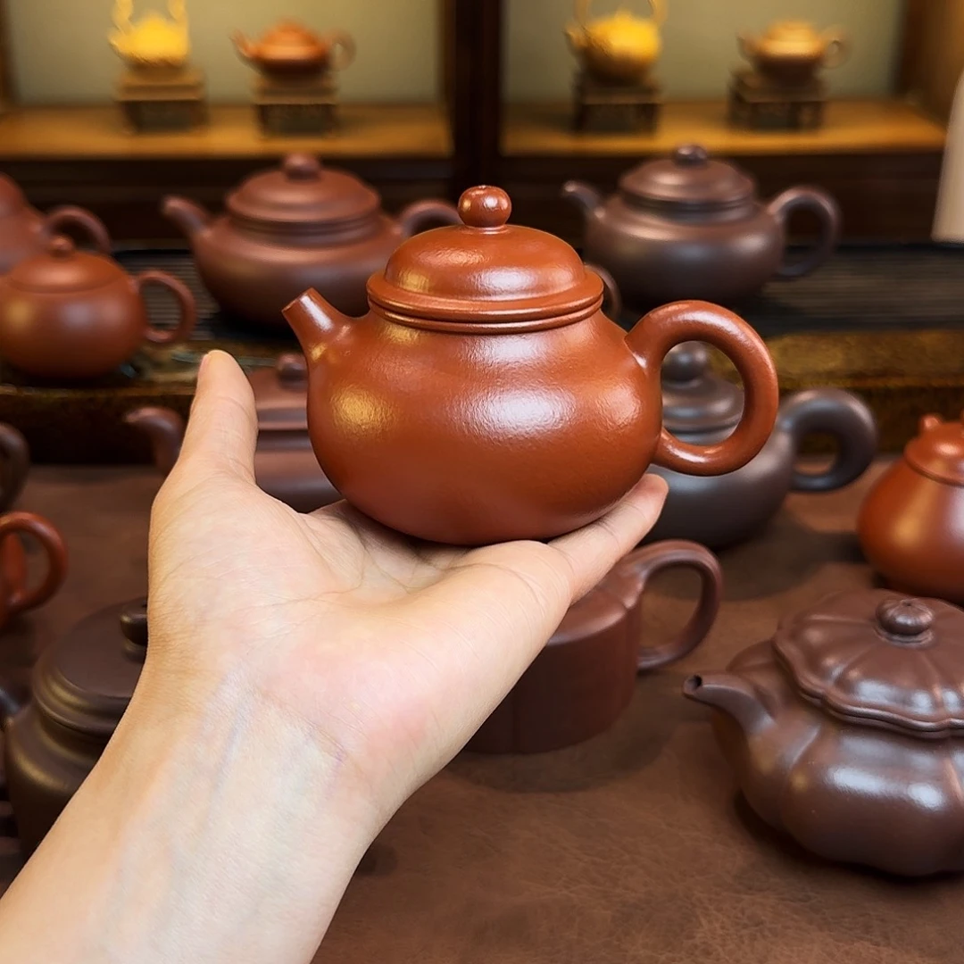 紫砂茶壶K*Z容天壶，朱泥