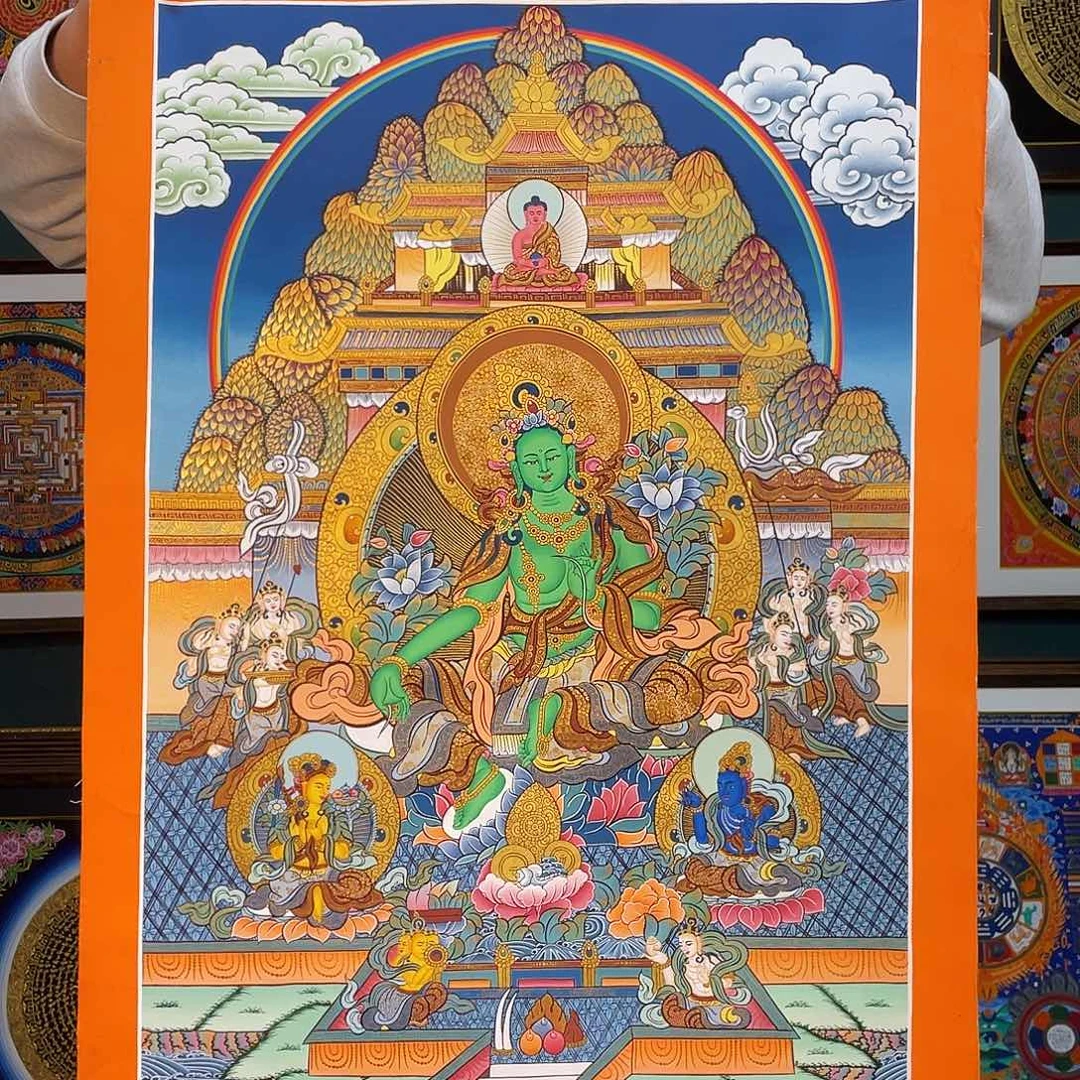 卷轴画手绘唐卡 绿度