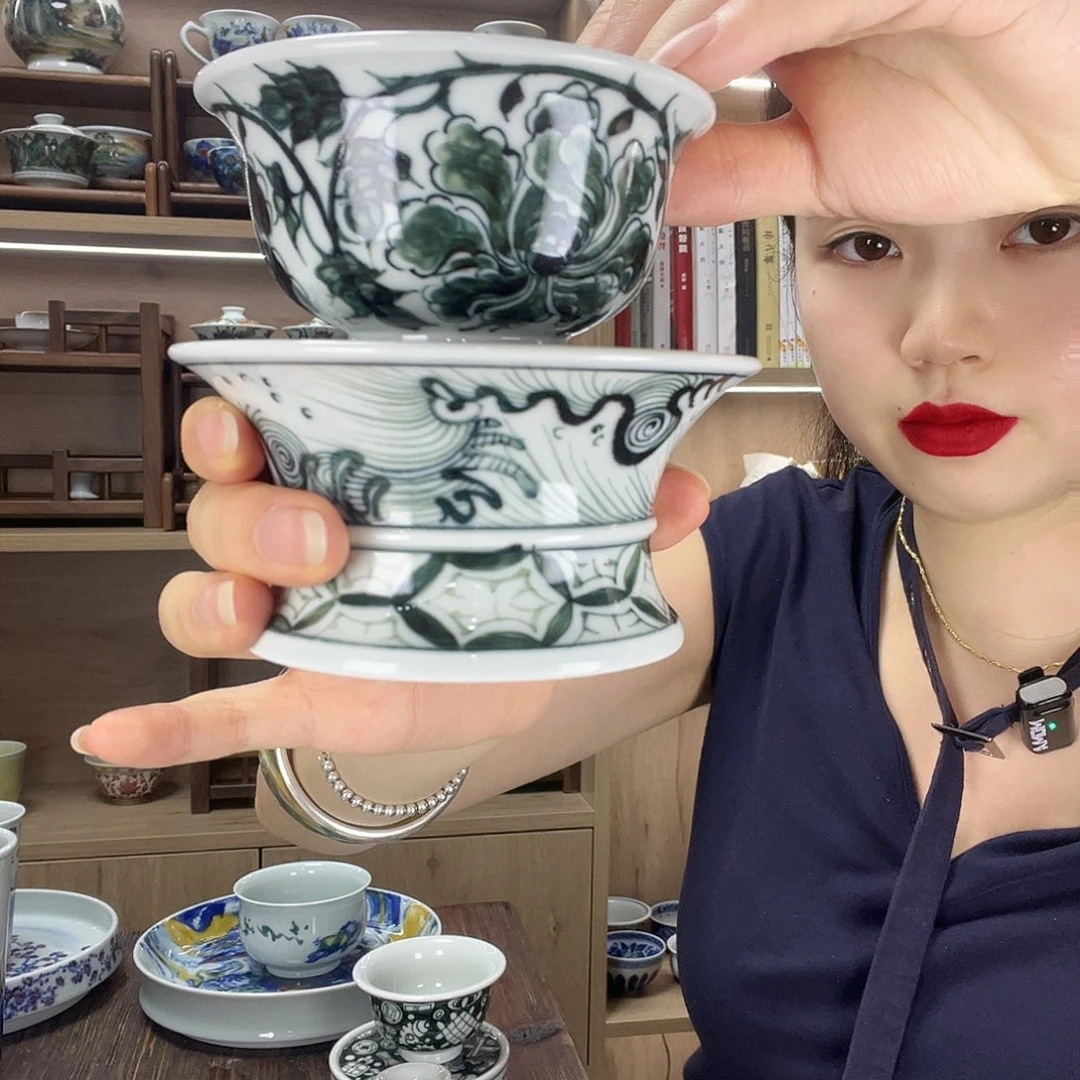 郎窑绿盖碗壶承主人杯盖置四件套