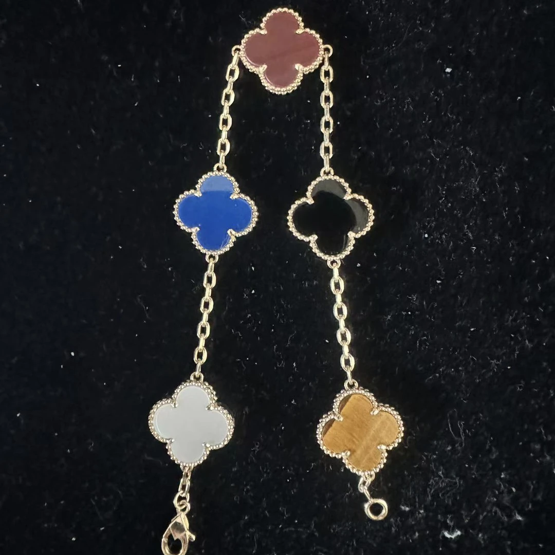 18k金五色多宝15mm五花手链  浅金色