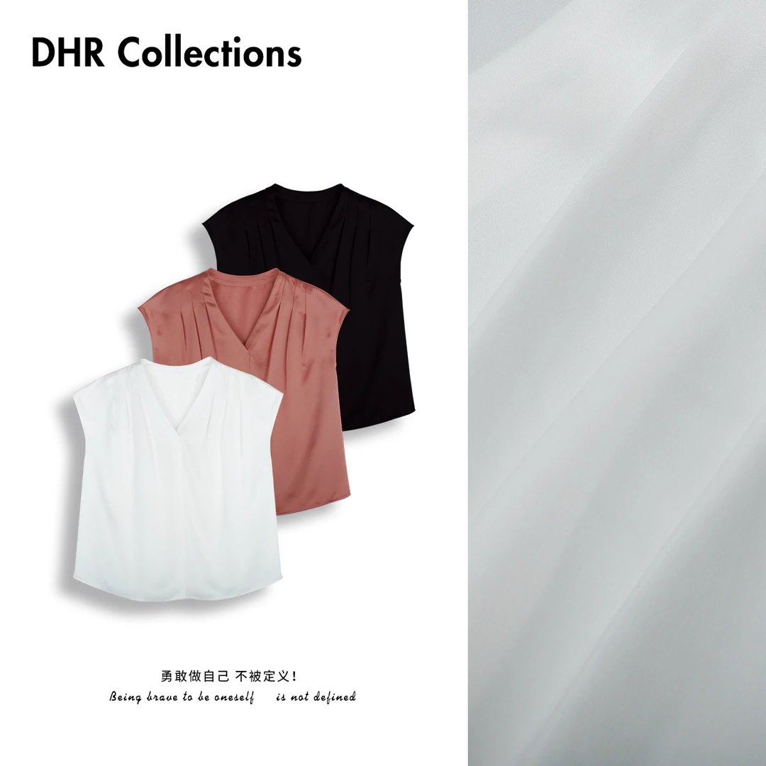 豆豆3【裸感醋酸小衫】欧若风时尚高级感气质显瘦上衣-DX1551