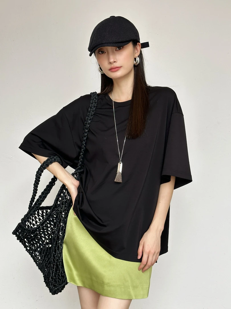 【Oversize】韩版时尚宽松简约圆领短袖 Q050