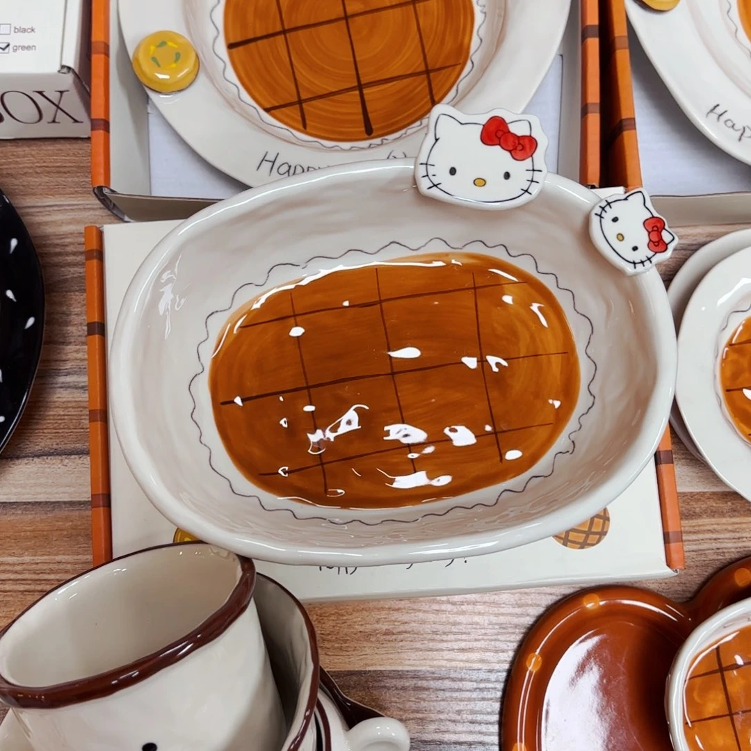 白瓷手工猫八寸大浴缸碗正品带盒