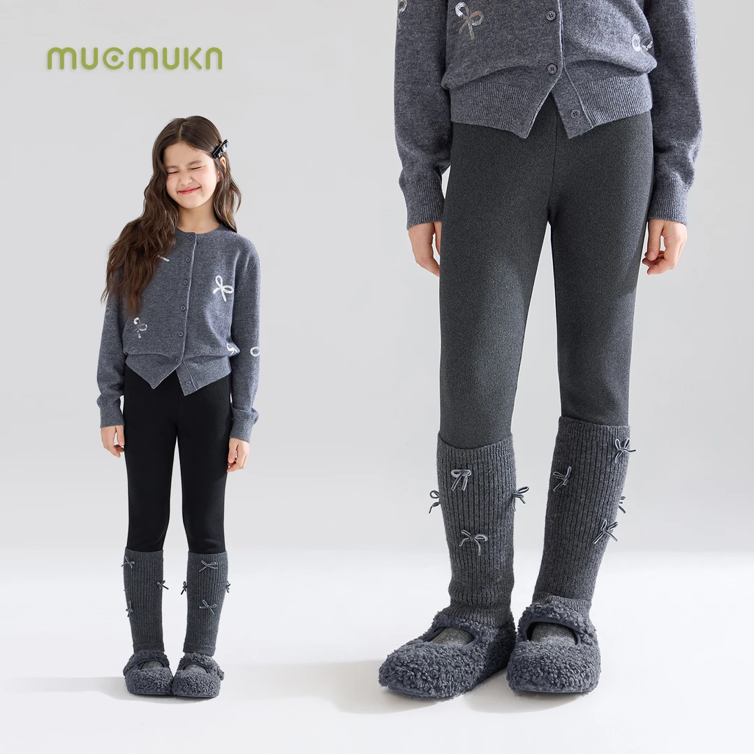 MUCMUKN 一体绒蝴蝶结袜套打底裤舒适保暖女童冬新款M54XK5823