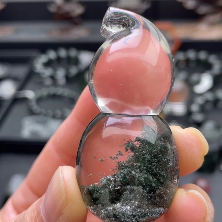 颈饰水晶未镶嵌绿幽灵聚宝盆吊坠葫芦