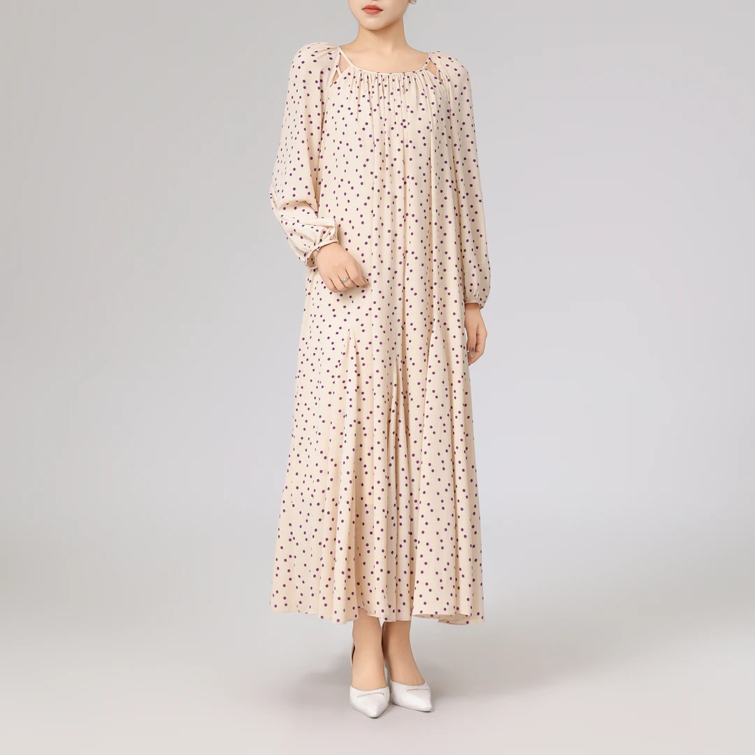 AMASS/阿玛施春秋法式时尚气质波点长款连衣裙长裙（附内搭）550012