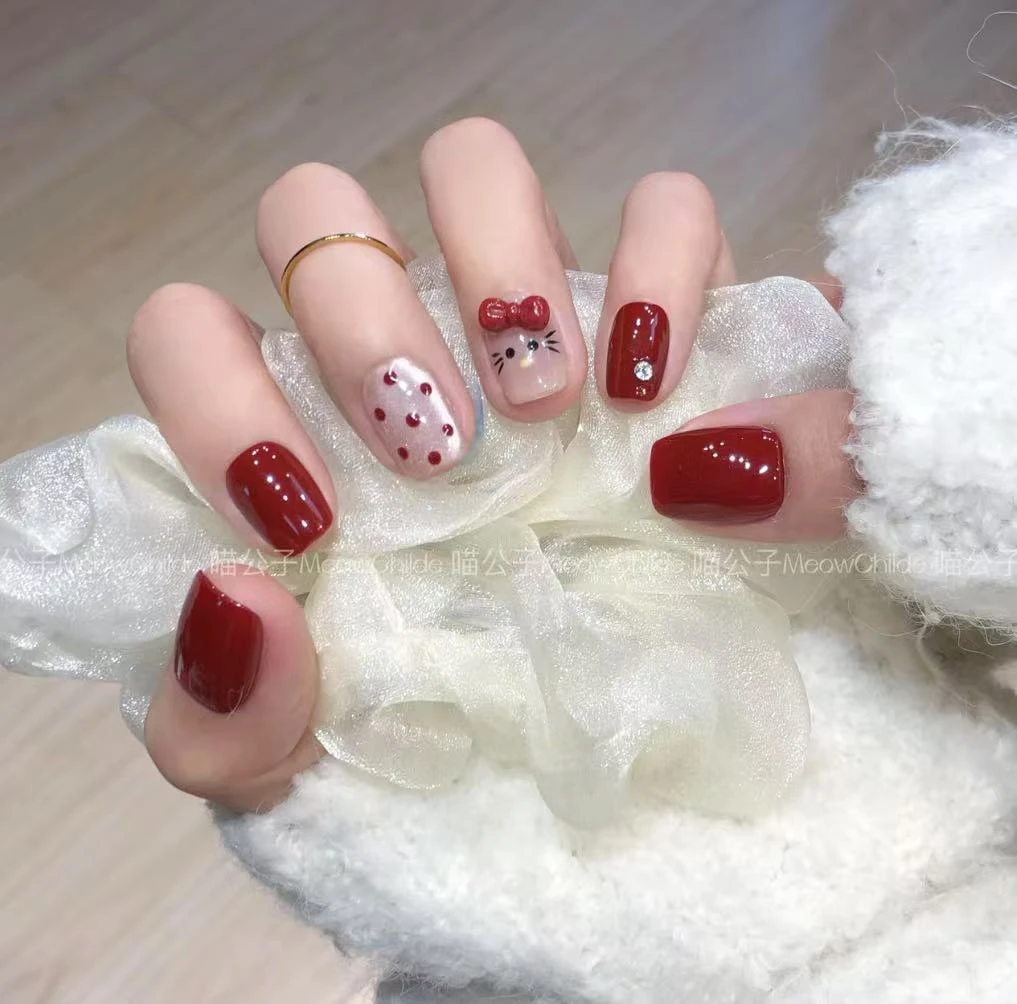 喵公子【kitty酱】纯手工穿戴甲可拆卸美甲光疗甲