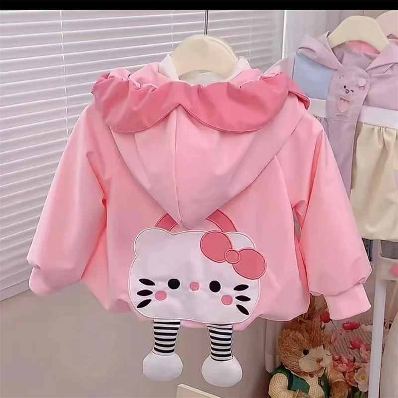 彩虹 春上新花瓣帽花苞下摆外套女童洋气休闲韩版卡通花苞外套C42