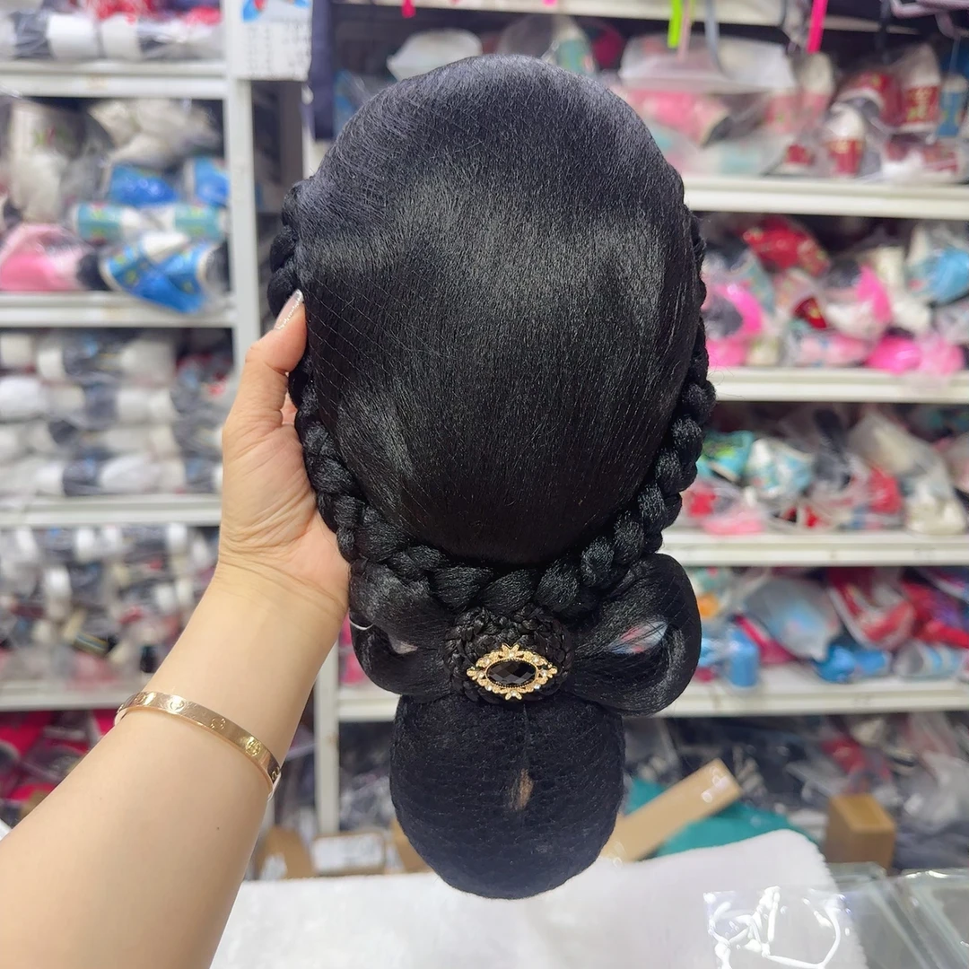 阿妹戏剧头饰假发小姐戏曲头饰鬓壳越剧黄梅戏仿真发夫人后发包