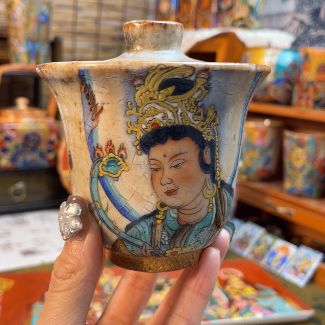 文殊菩萨志野盖碗