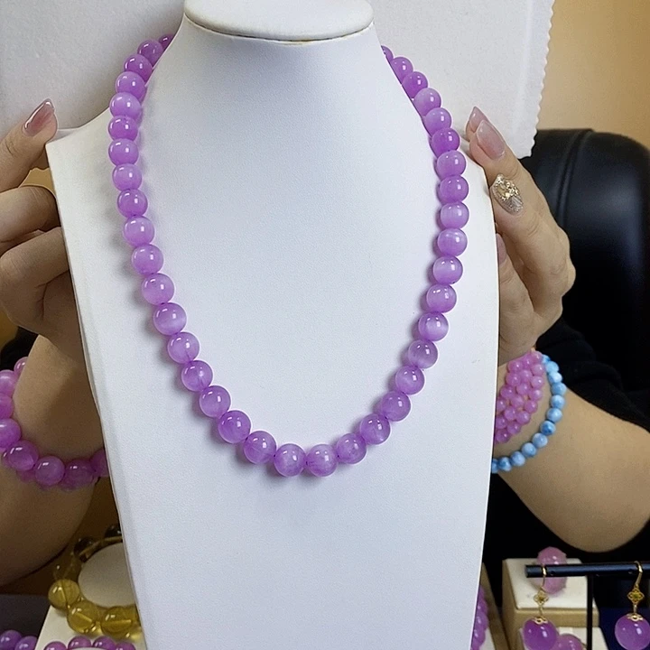 锂辉石紫锂辉高冰收藏级项链10+未镶嵌