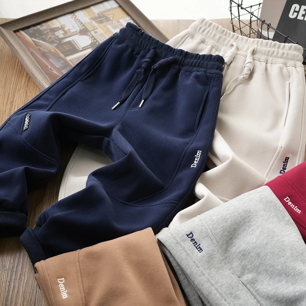 儿童春季新款简约拼接百搭卫裤男童中大童抽绳裤子S843