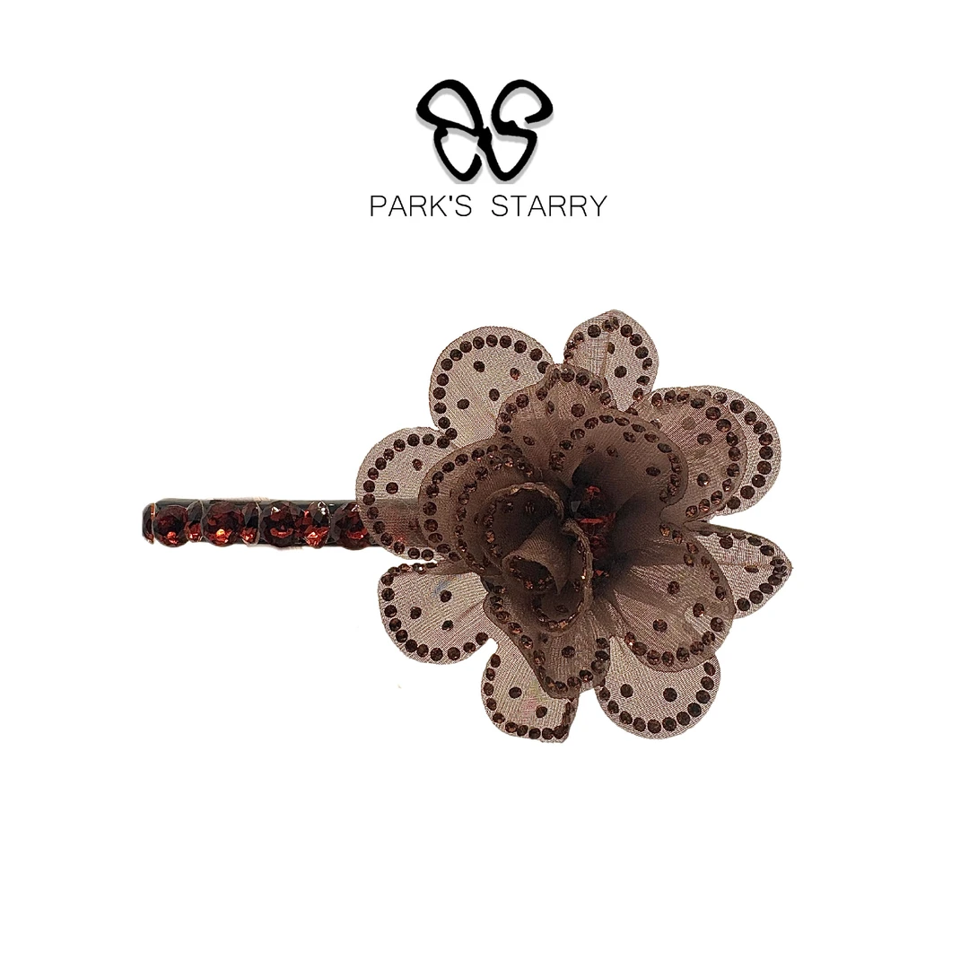 【朴朴韩国饰品】 T025 简约百搭焦糖色玫瑰蝴蝶结弹簧夹