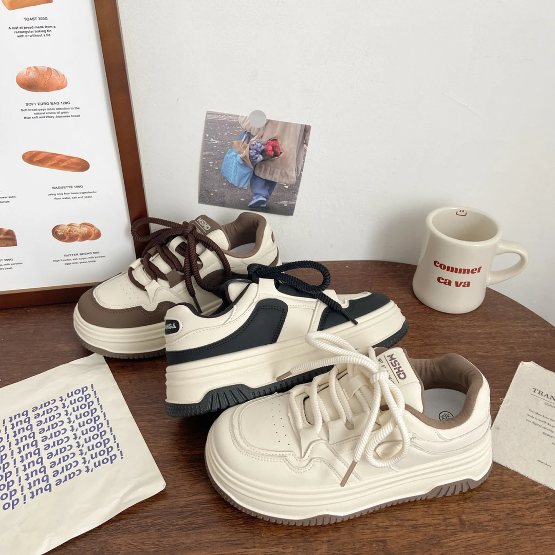 2025春季新款小香风厚底小白鞋女奶fufu防滑透气学生百搭休闲板鞋