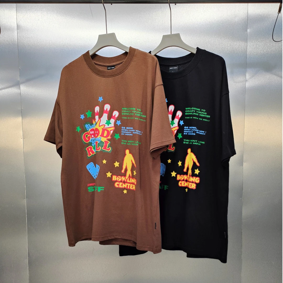 S04-20911-CRA夏季保龄球印花潮流时尚圆领T半袖