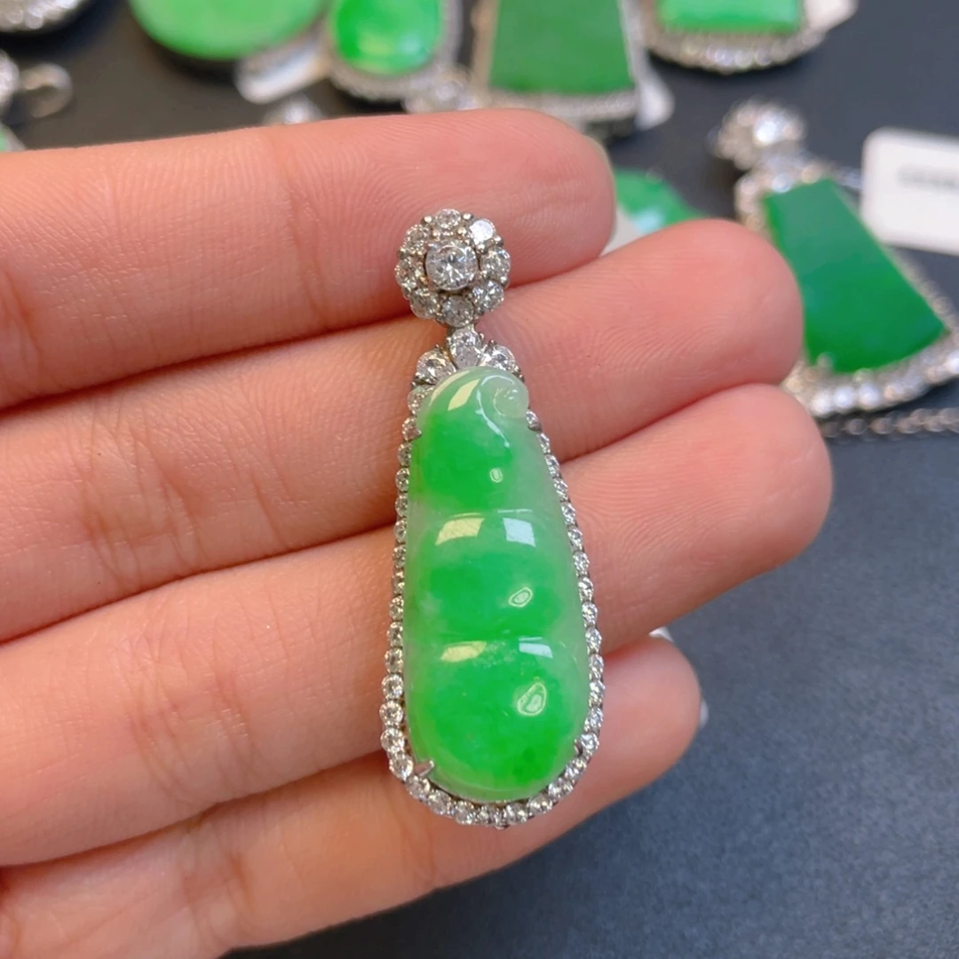 翡翠银S925镶嵌吊坠(不含链)