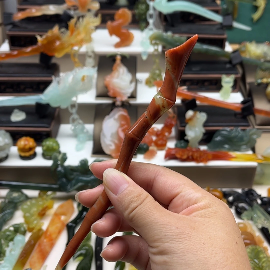 蛇纹石玉未镶嵌岫玉发簪