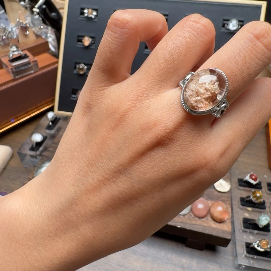 小***芋水晶戒指银S925镶嵌