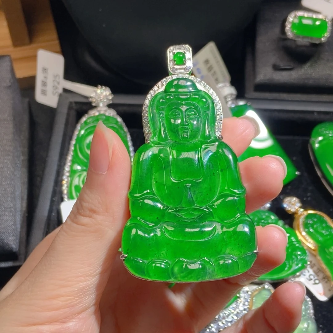 翡翠银S925镶嵌吊坠(不含链)