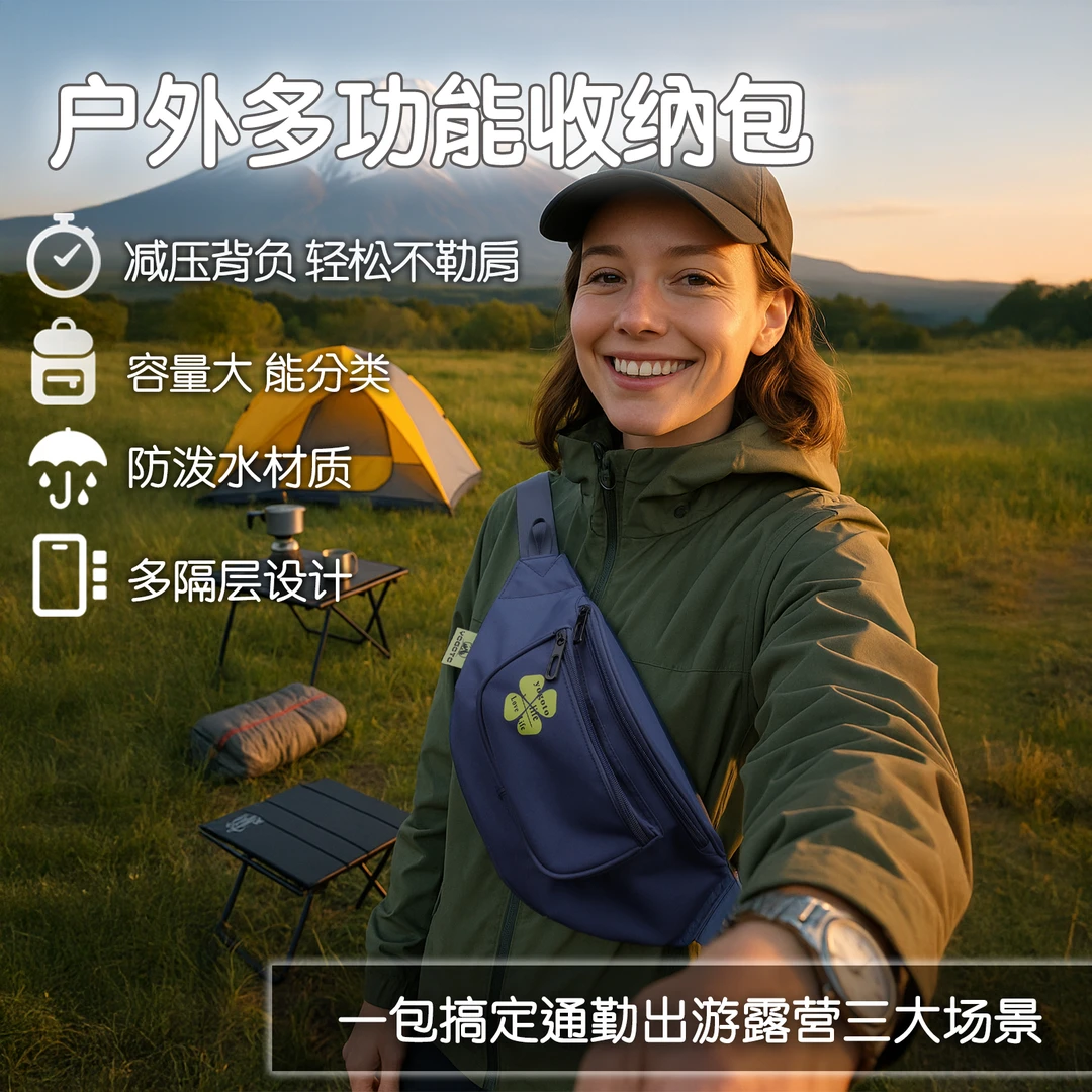 YOGOTO户外旅游防水休闲运动腋下腰包便捷大容量