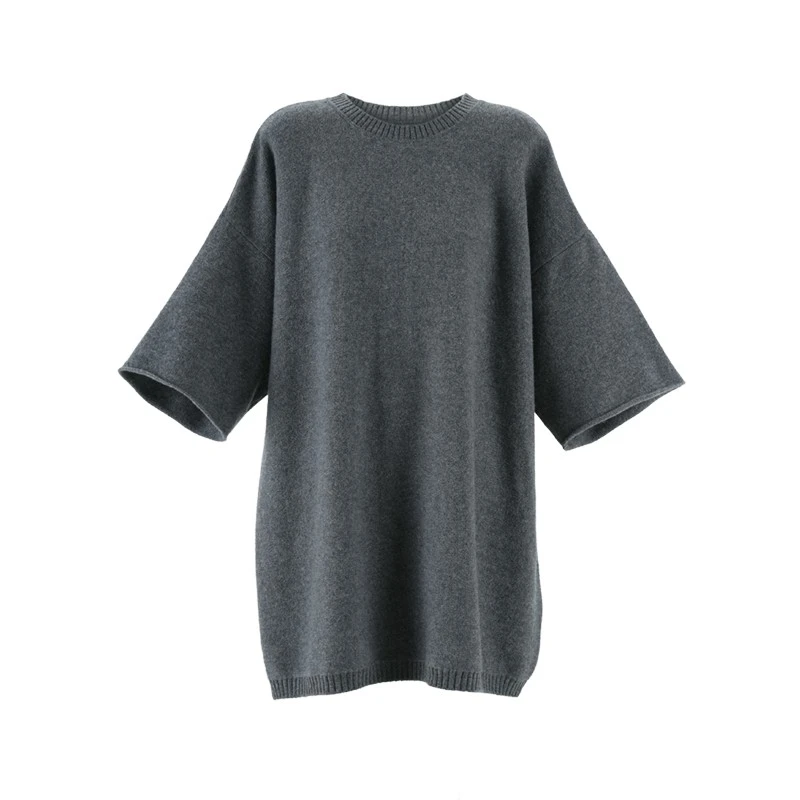 YOEYYOU 设计师品牌25早春新品大廓形后开襟短袖毛衫纯色简约时尚