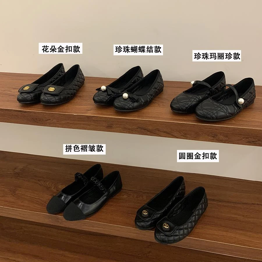 平底黑色小香风珍珠浅口芭蕾舞单鞋年新款复古玛丽珍仙女瓢鞋