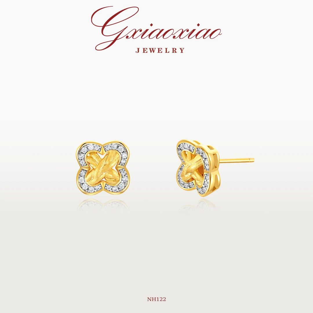 G XIAOXIAO 镀K金【金梦四叶】轻奢气质高级四叶花耳环 NH122