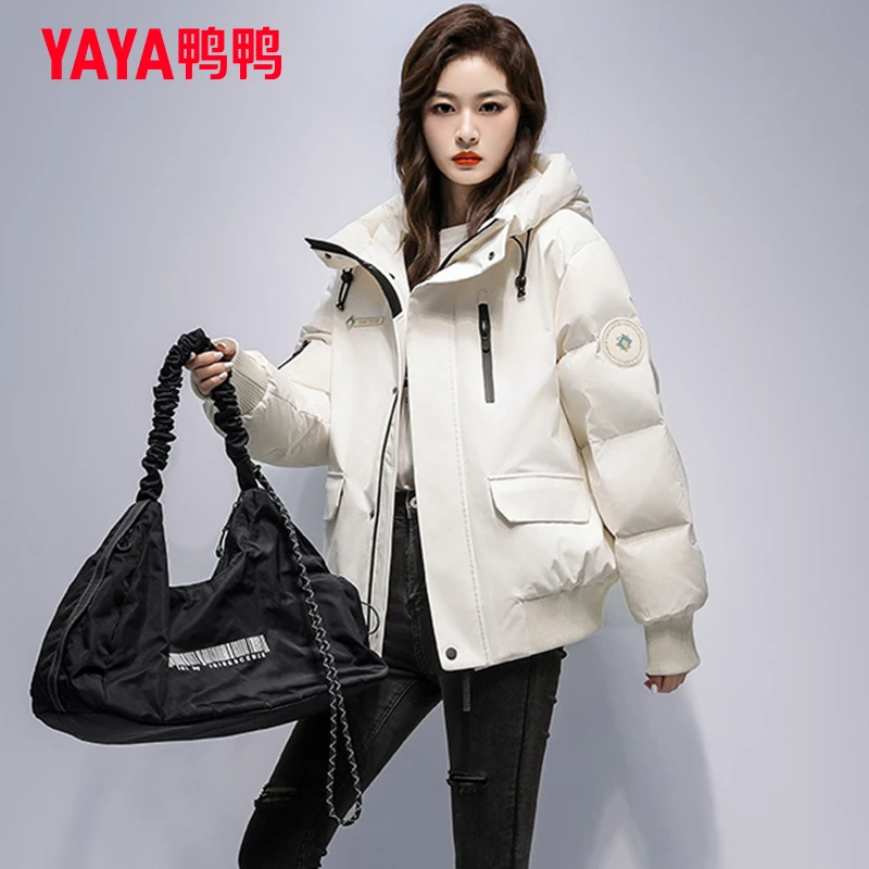 YAYA/鸭鸭短款羽绒服2025冬新款加厚休闲时尚休闲连帽保暖外套
