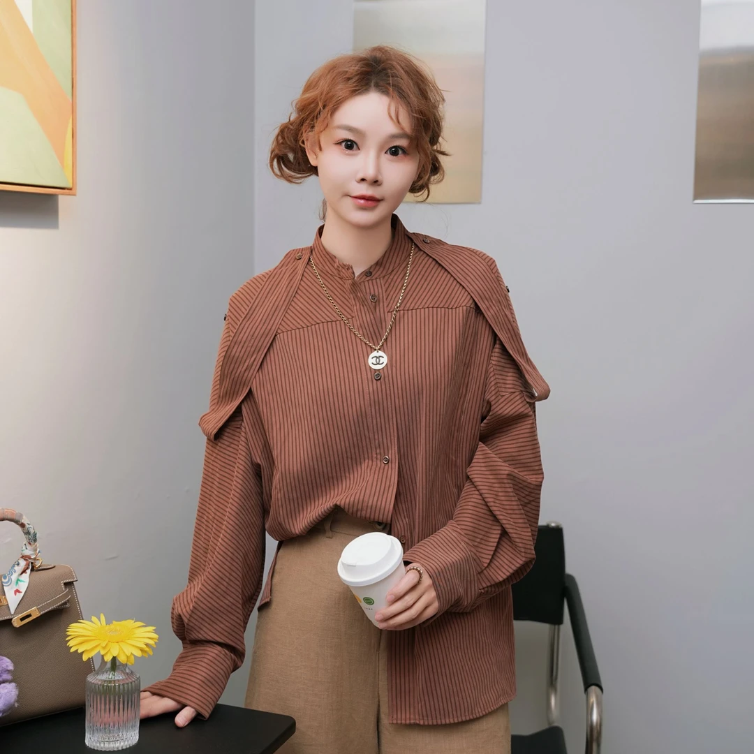 【小叮当】韩国正品竖条纹衬衣