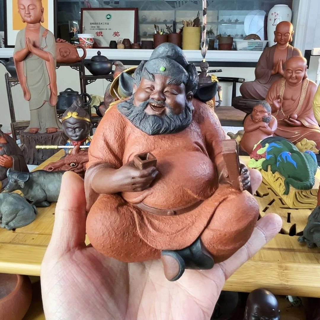 ᦗ***⸙茶杯紫砂钟馗摆件精工全手工
