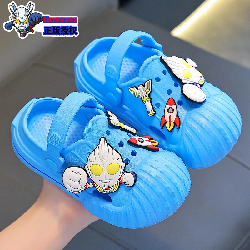 儿童洞洞鞋夏季卡通赛罗奥特曼浴室内软底防滑家居新款宝宝凉拖鞋