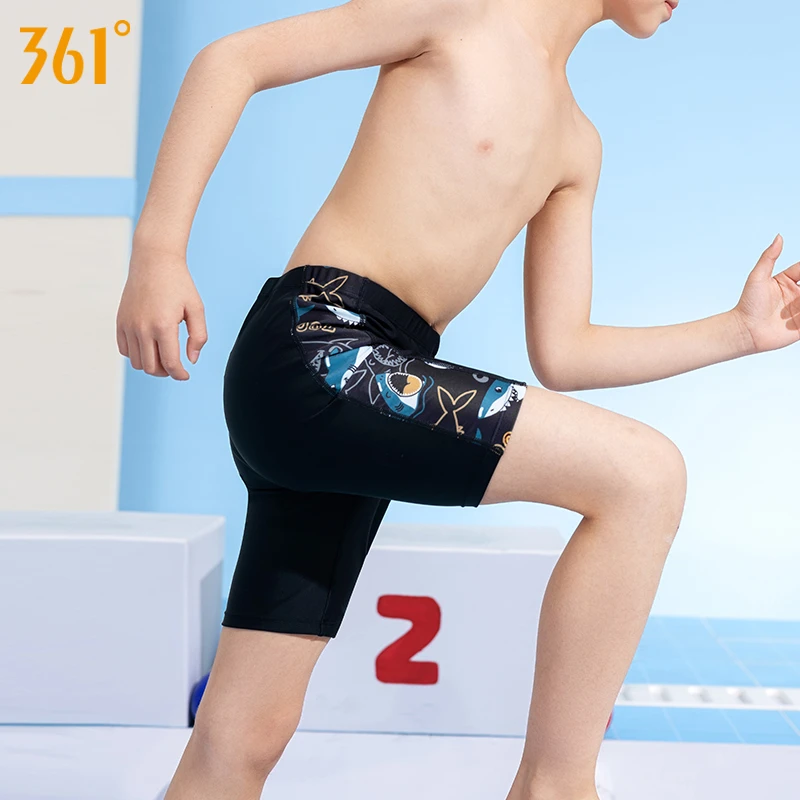361°儿童泳裤男童中大童青少年2025新款专业训练竞速五分游泳裤