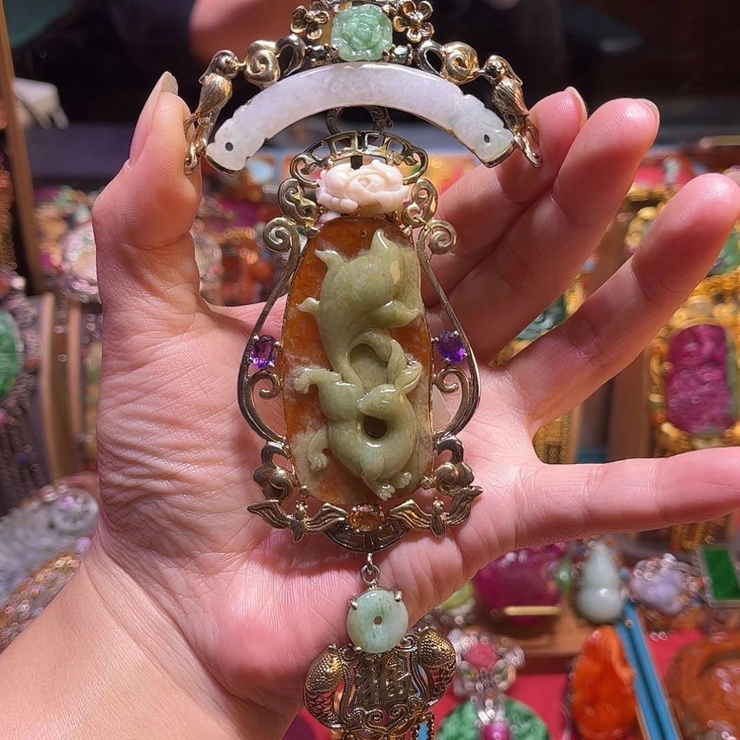 翡翠银S925镶嵌吊坠(不含链)