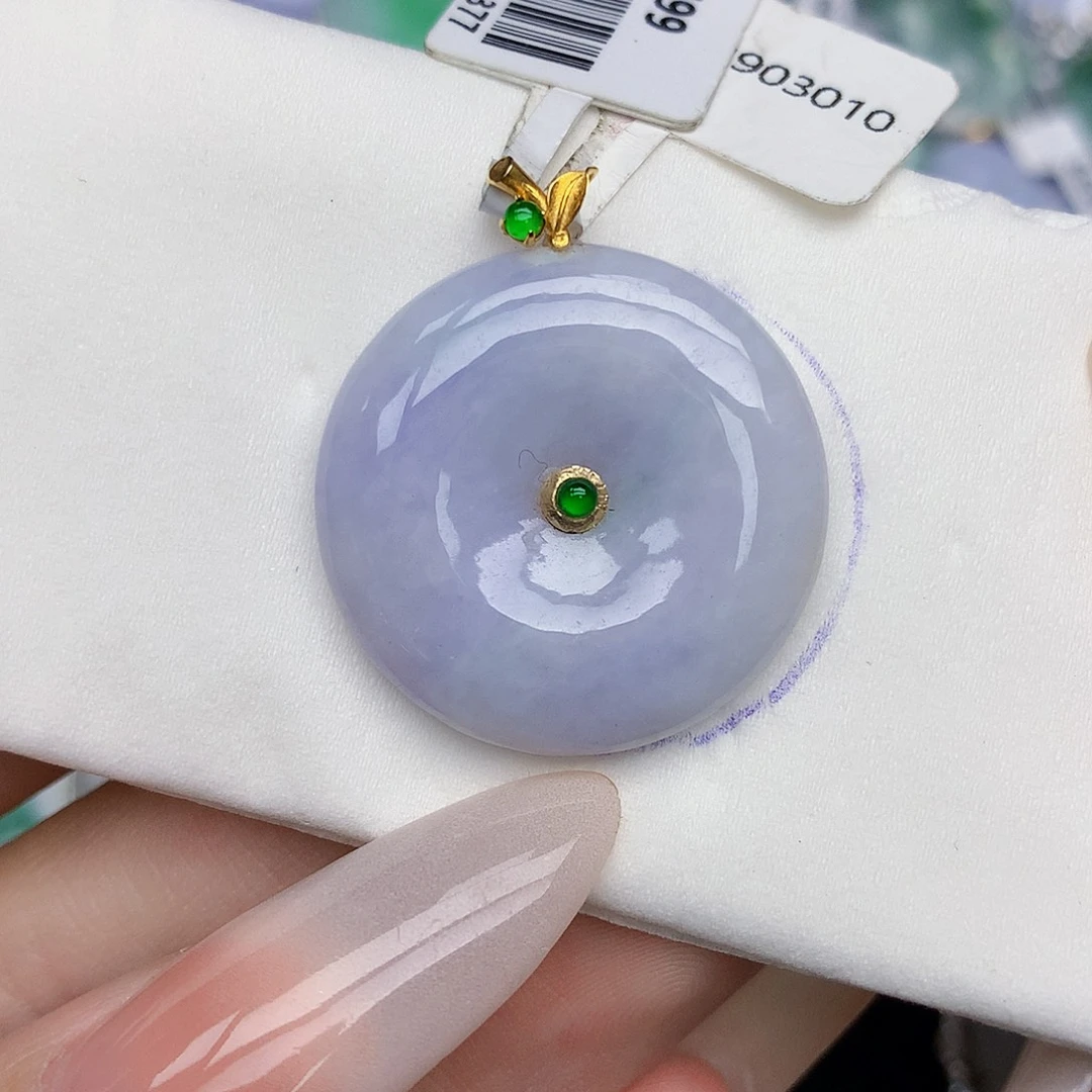 翡翠18K金镶嵌颈饰天然缅甸翡翠a货百元以上9元证书费自理