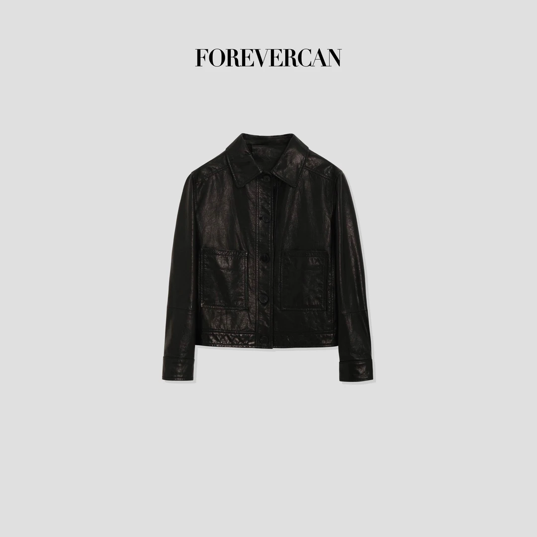 FOREVERCAN“匈牙利”客定油蜡感牛皮机车风短款夹克外套 SC22130
