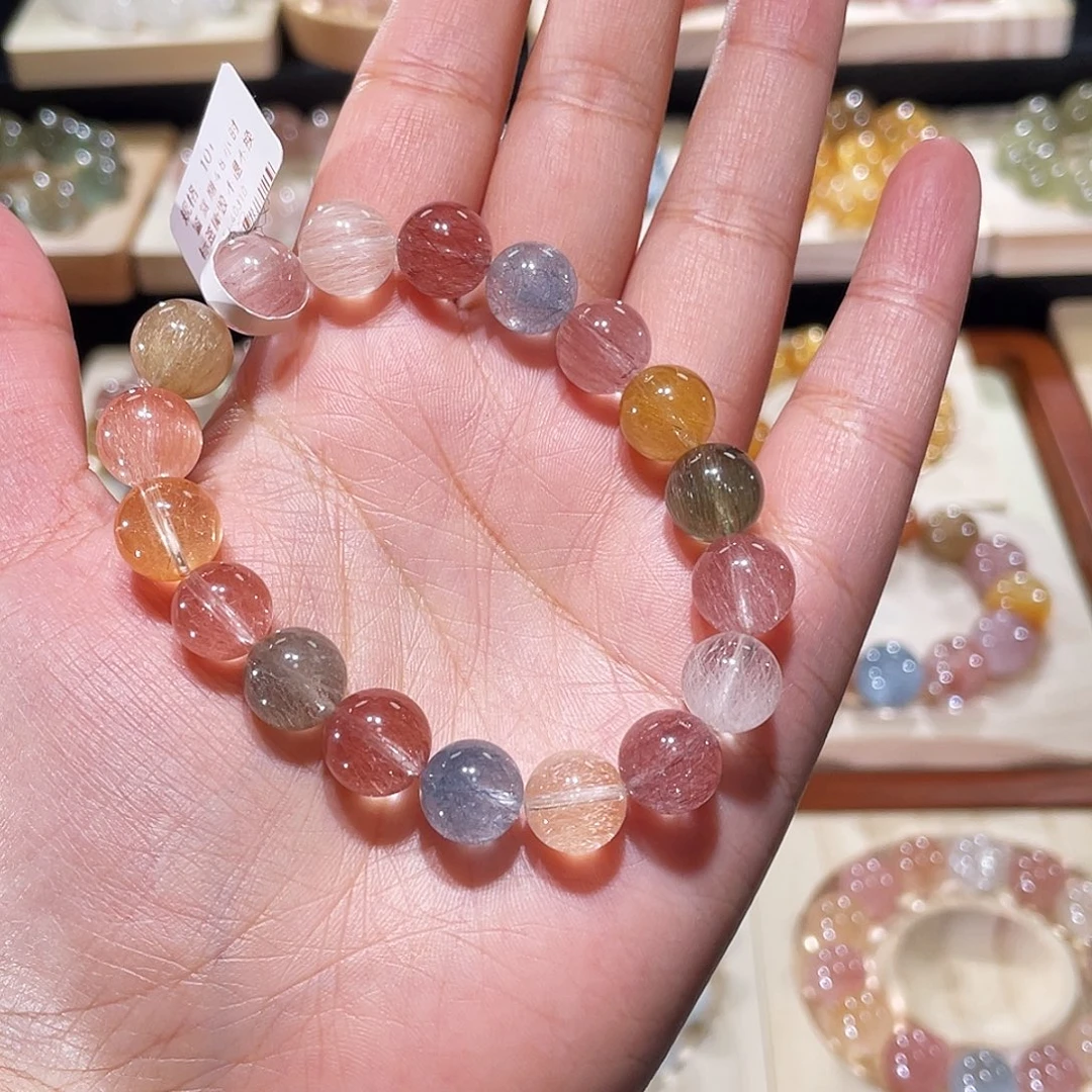 水晶未镶嵌手链兔毛手链，晶体通透