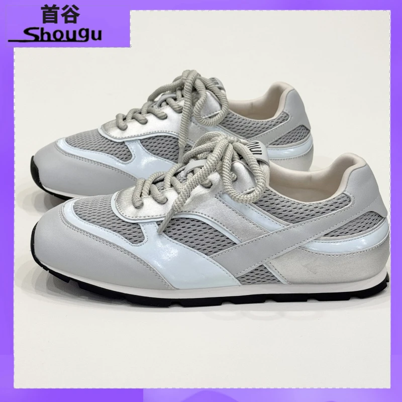 shougu/首谷2025新款小众方头德训鞋女平底轻便休闲鞋百搭小白鞋