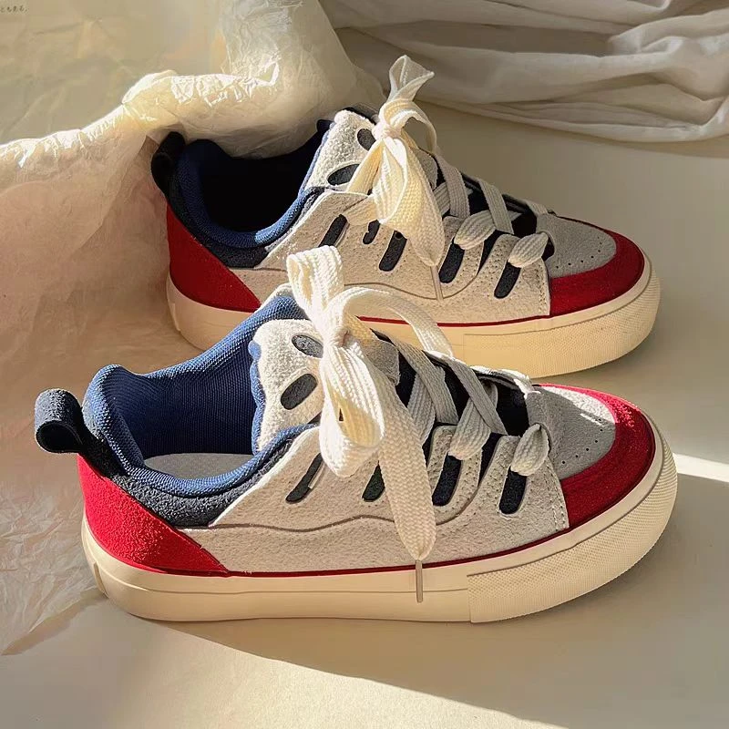 复古百搭帆布鞋女2025年春季新款小众休闲运动厚底板鞋子 889-7