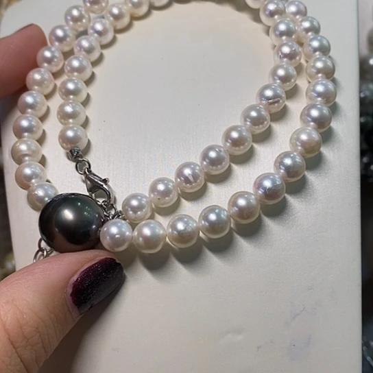 海水珍珠颈饰银S925镶嵌宽****容7-14