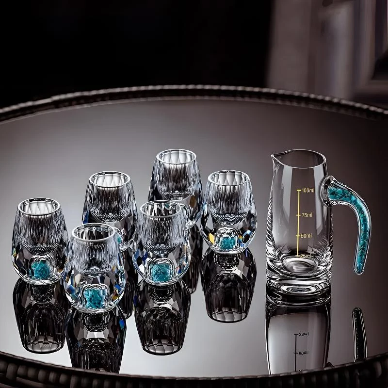 个性高档无铅透明小清新子弹杯宫廷风烈酒杯酒具套件分酒器套装