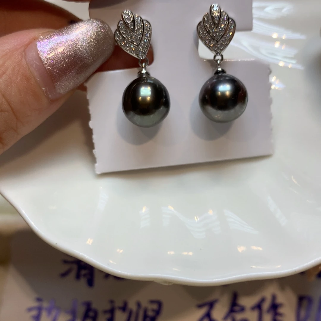 银S925镶嵌海水珍珠耳饰