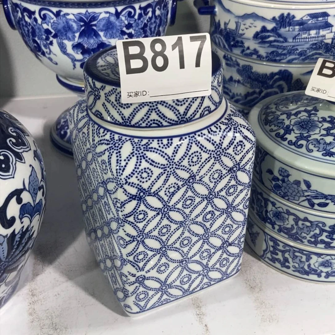 摆件花瓶手绘釉下彩