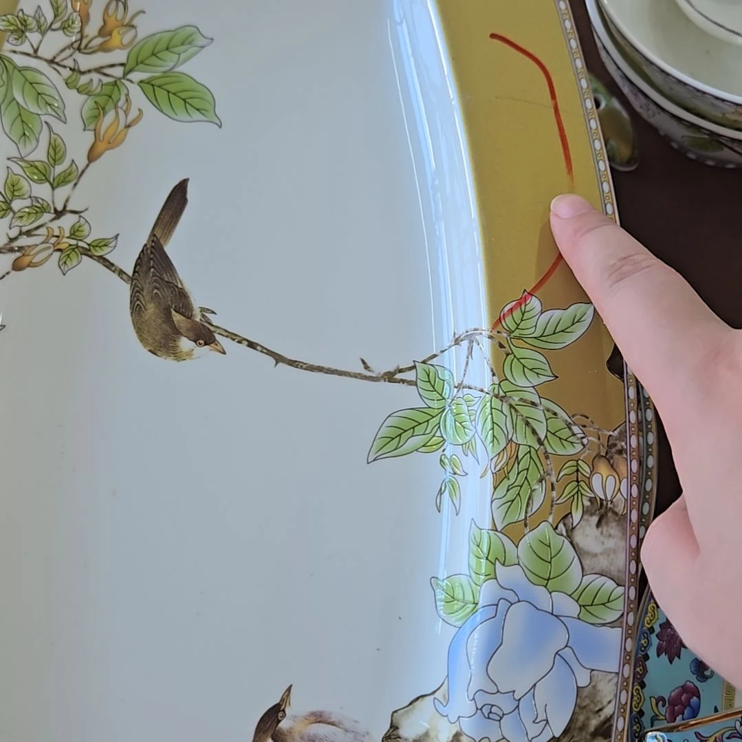 瓷片瑕疵爆花或划痕琴瑟和鸣鱼盘一个666