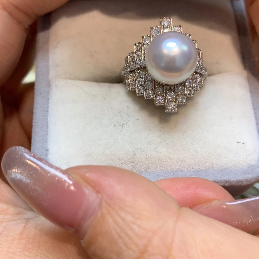 海水珍珠戒指银S925镶嵌