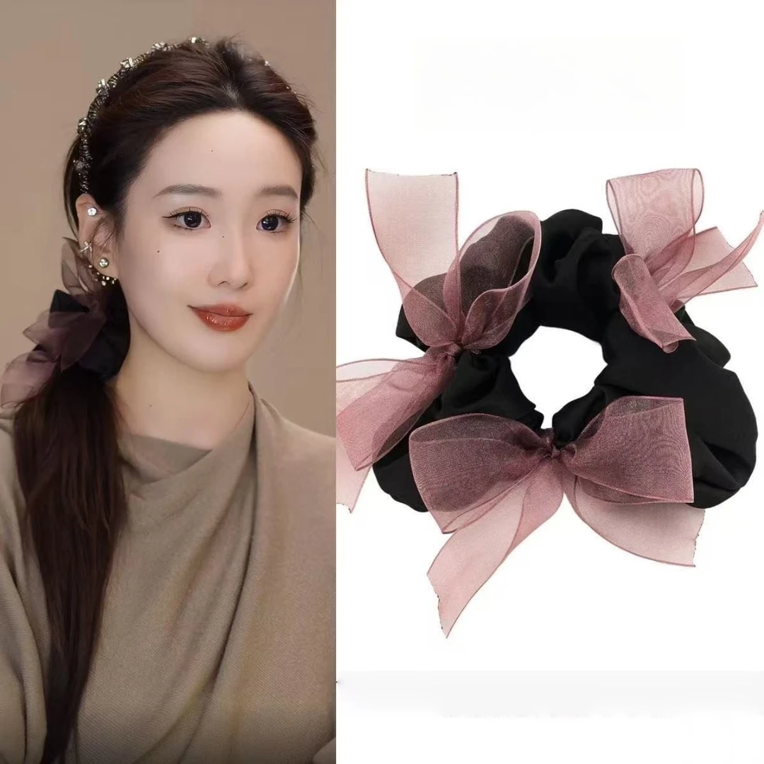 【天天同款】温柔甜酷发绳加粗显发量爆款精致温柔缎面蝴蝶结发圈女