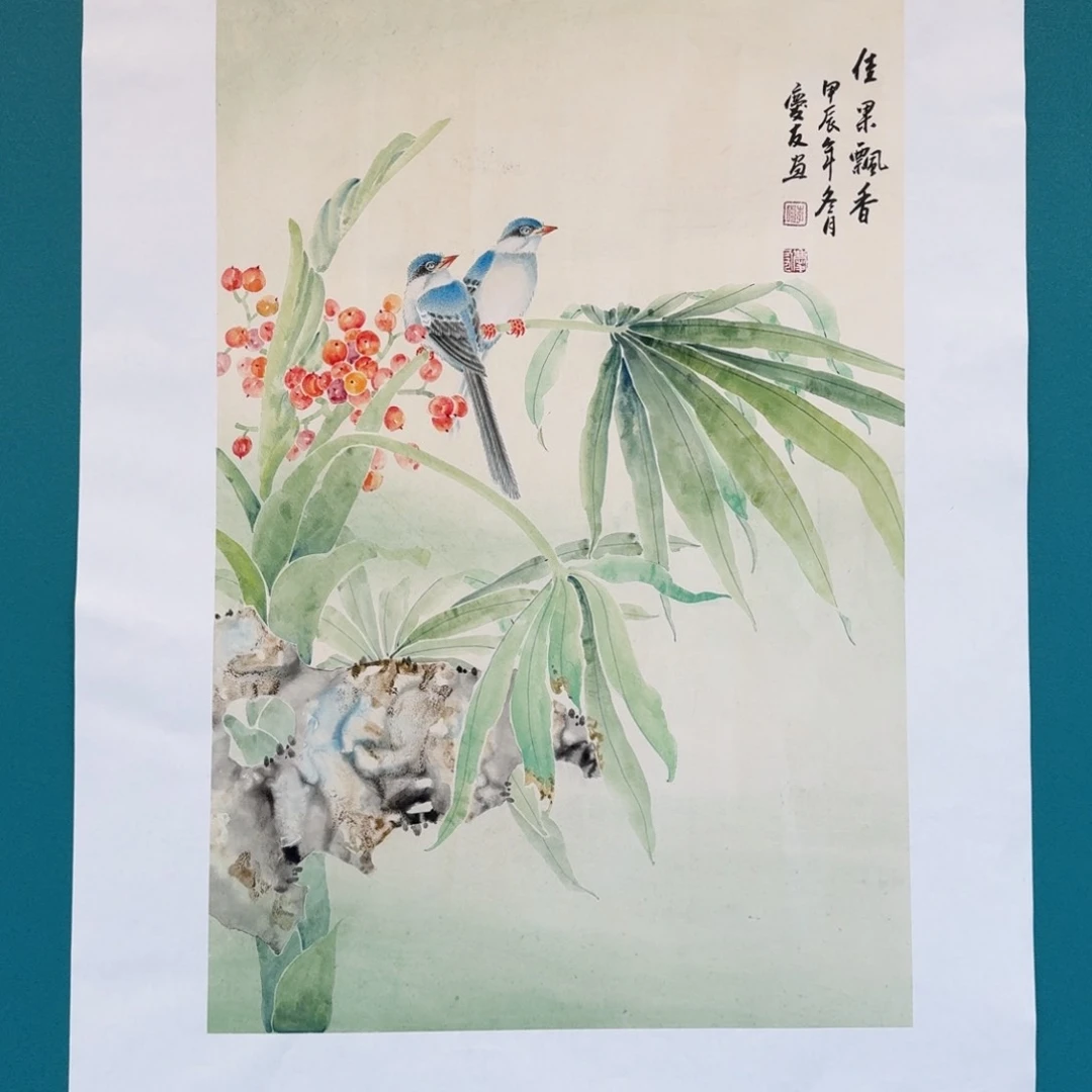 国画李庆友四尺三开花鸟