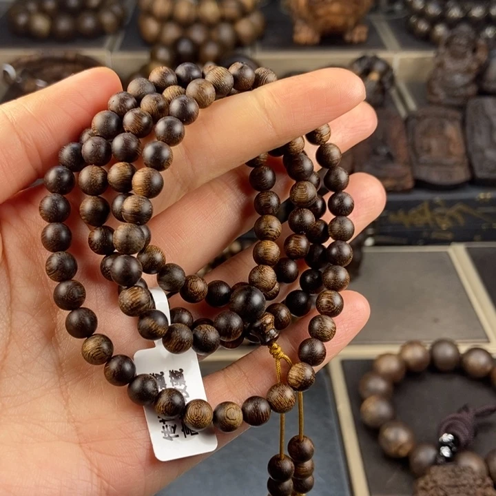 沉香手串?*越南芽庄白棋楠玉化留疤