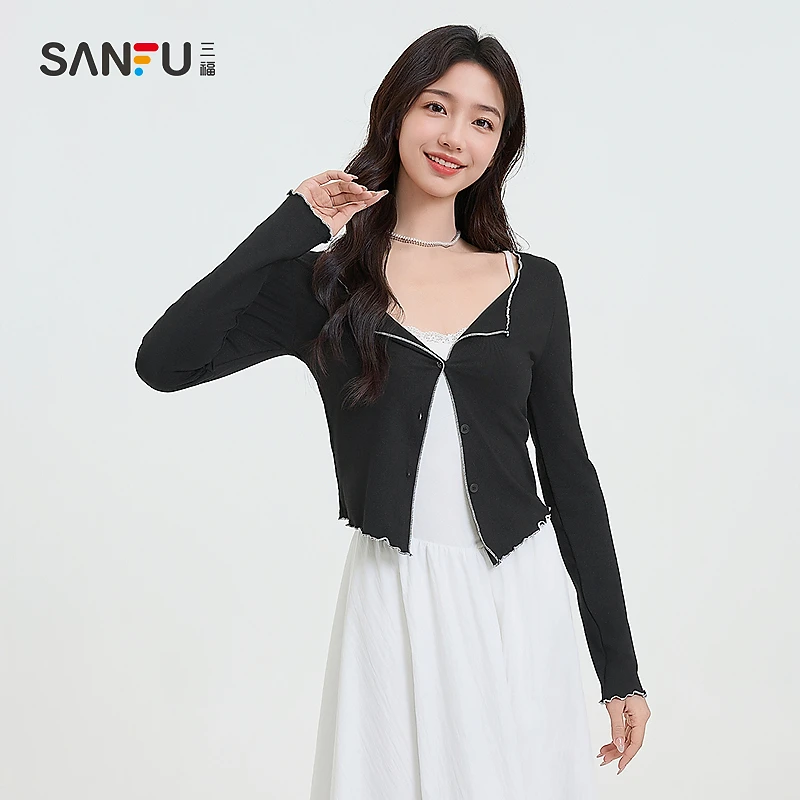 三福裙套装2025夏季吊带连衣裙波边开衫披肩两件套女装498835