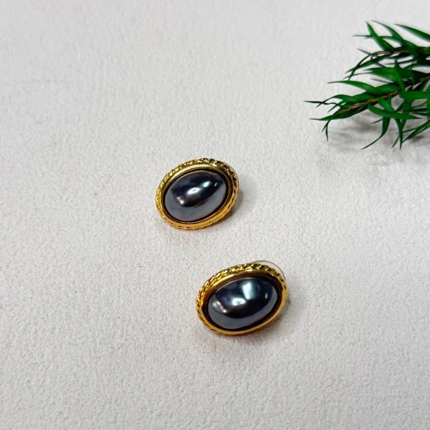 铜合金仿珍珠耳饰 【六六中古】孤品复古耳钉te0486