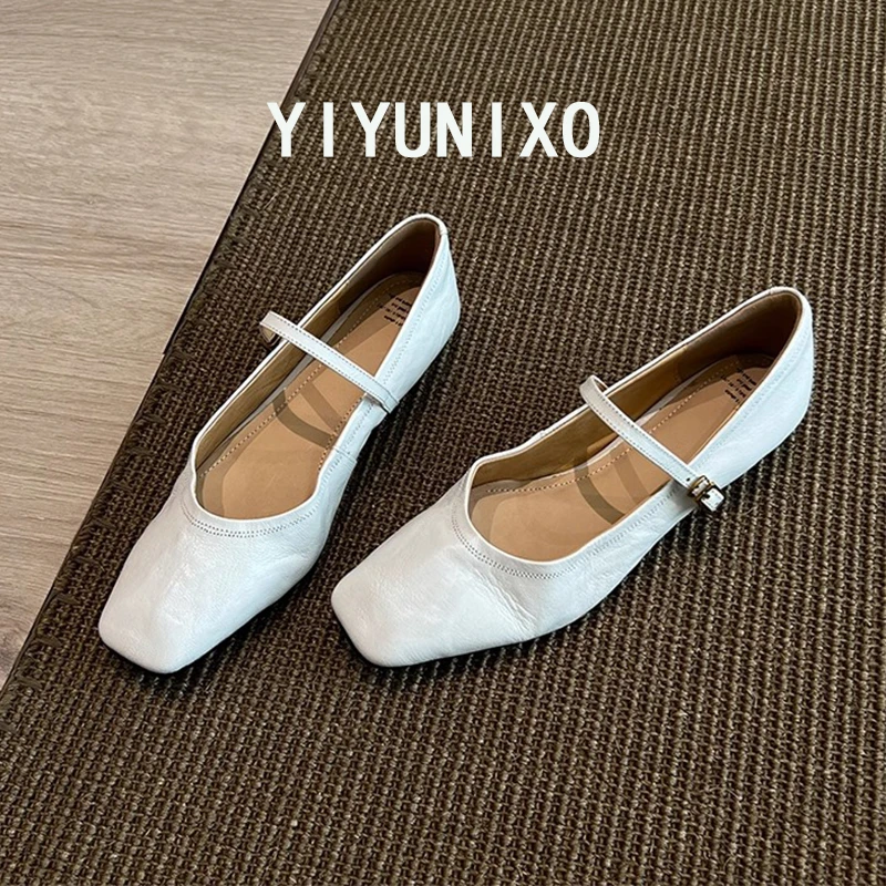 超软小羊皮~法式单鞋女平底浅口晚晚鞋复古芭蕾鞋配裙子玛丽珍鞋